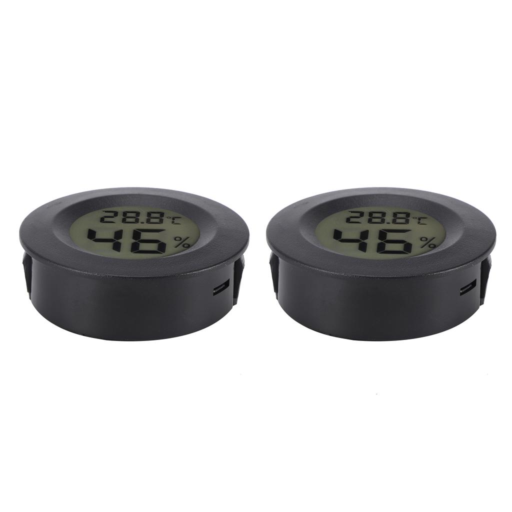 2PCS Mini Digital LCD Thermometer Hygrometer Round Shape Temperature Humidity Meter for Reptile Box