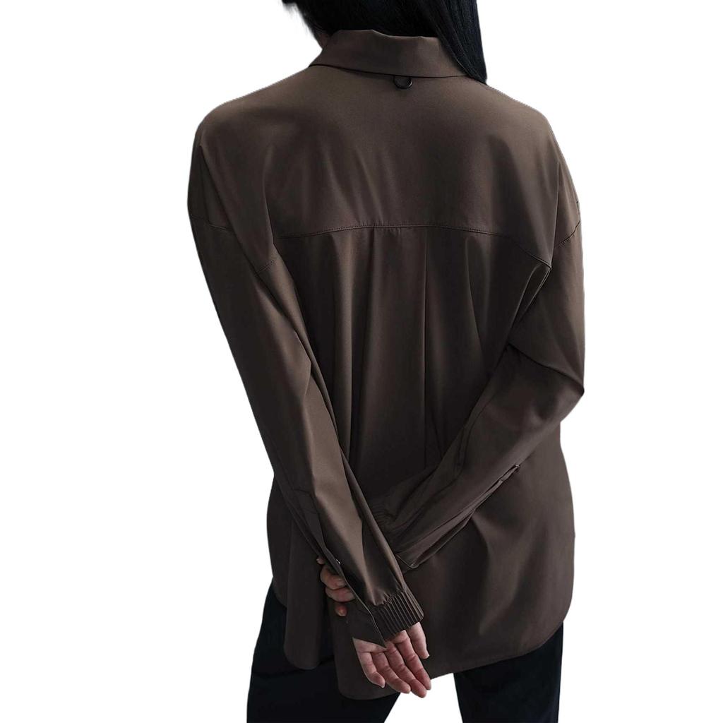 Nike SS25 24.7 Perfect Stretch Solid Soft Fitted Comfortable Breathable Long Sleeve Shirt Women shirts Brown HM8385-004