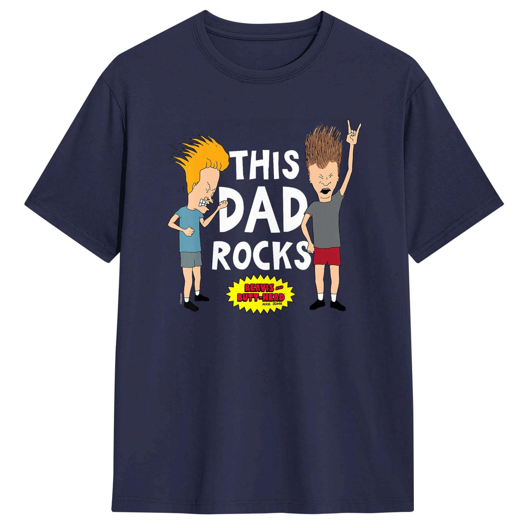

Summer Beavis and Butthead This Dad Rocks Novelty TShirts Cotton Tee Shirt for Men Y2K Classic Custom DIY Short Sleeve Tops 4XL