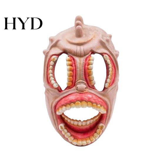 Terrifying Party Mask Halloween Horror Mask, with Hollow Realistic Fangs, Lightweight Breathable Scary Costume PU Foam Grimace for Cosplay Props