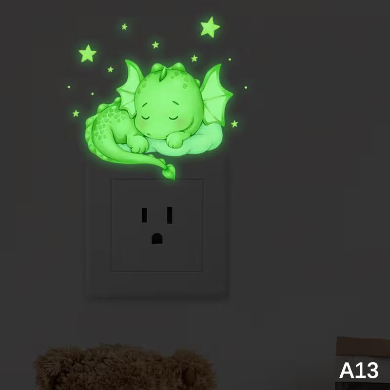 Glow-In-The-Dark Switch Sticker Frog Cat Design Self-Adhesive Removable Pvc Switch Decoration For Home, Bathroom, Bedroom