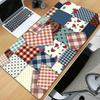 Large Gaming Mouse Pad Antislip Base Stitched Edges Vintage Patchwork Plaid Floral Print Keyboard Pad for Gamer Home Office