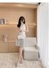 Minimalist Striped Sleeveless Knit Midi Dress with Waist-Cinching Design for Women