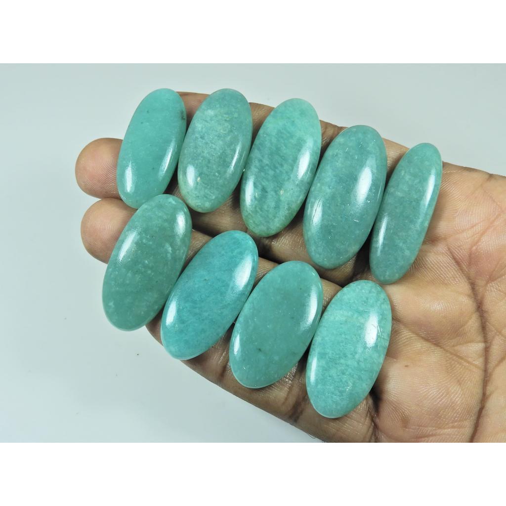 250Cts. Natural Green Amazonite Oval Cabochon Loose Gemstone 09 Pcs Lot C-3019
