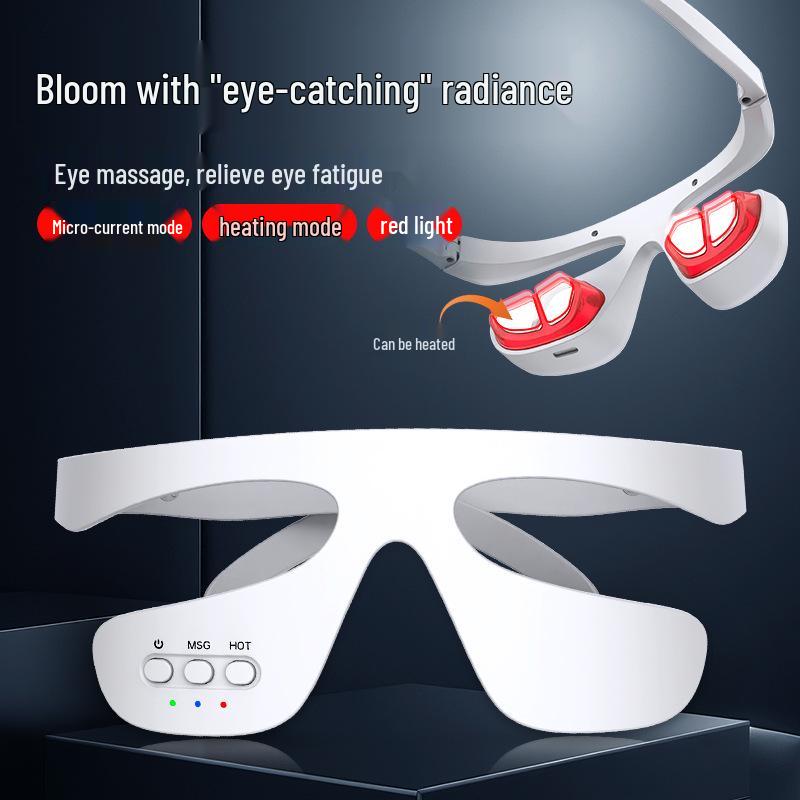 Portable Wireless Eye Massager with Hot Compress & Red Light Therapy for Dark Circles