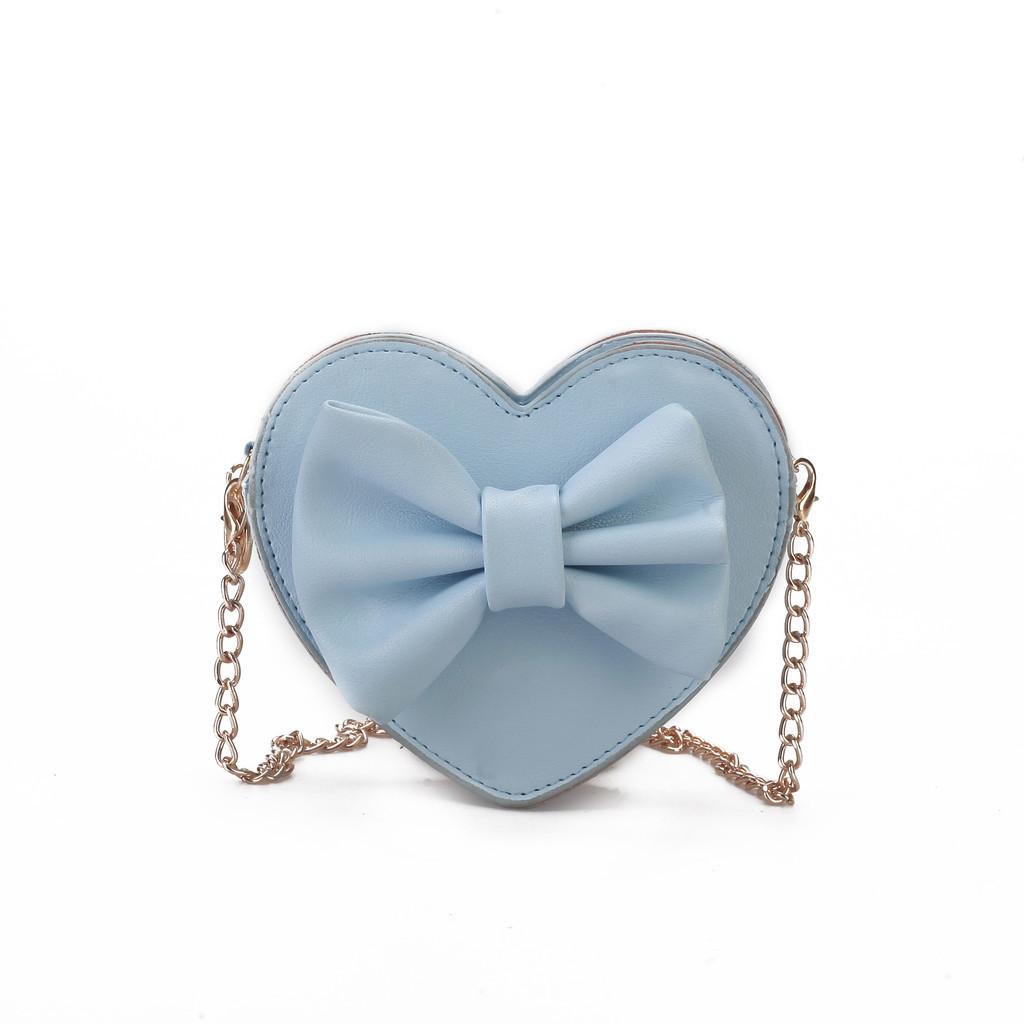 Fashionable Cute Mini Pu Shoulder Bag For Girls With Heart And Bowknot Elements