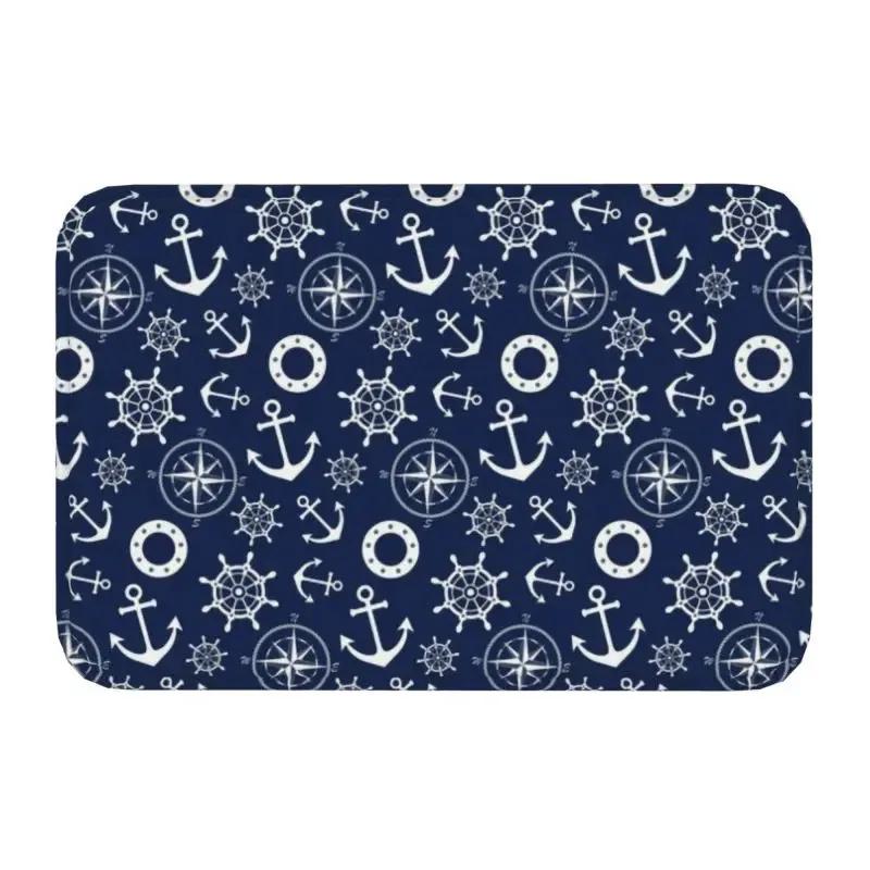Námořní kompas Rohožka Kotva Kormidlo Tištěný Malý koberec Protiskluzový Vodu absorbující Rohožka do koupelny Kuchyně Domácí dekorace