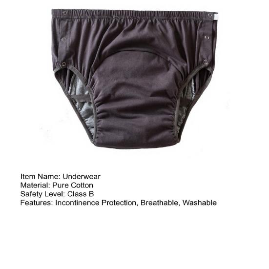 Elderly Incontinence Underwear Urine Leakage Protection Breathable Washable Reusable Adults Seniors Cotton Diaper Briefs Panties with Side Button