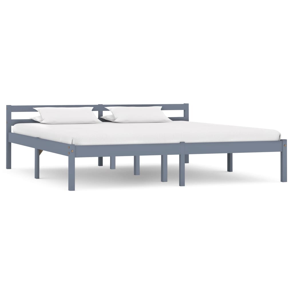 Solid Wood Bed Frame Gray Pine 160 x 200 cm