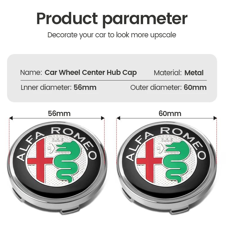 Car Sticker For Alfa Romeo 159 147 4pcs 60mm Car Styling Wheel Center Cap Hub Covers Badge Accessories For Alfa Romeo Giulia Ste EO0 
