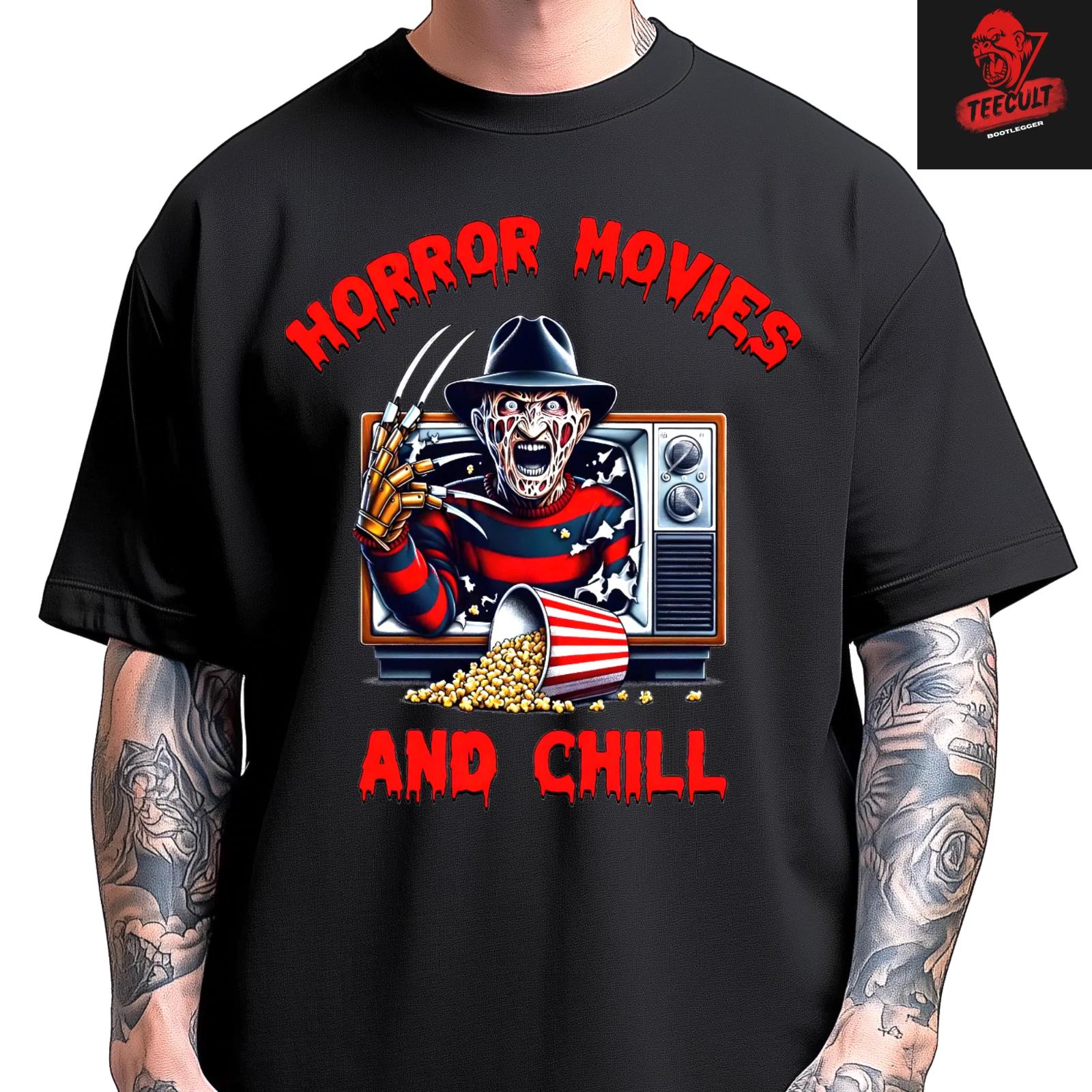 Men s and Women s T-shirts Freddy Krueger Horror Movies And Chill Unisex Halloween Funny L