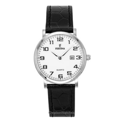 Classic Leather Strap White Dial Quartz F16477-1 Women's Watch