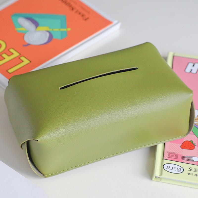PU Leather Square Tissue Box Cover Napkin Holder Foldable Handkerchief Case For Kitchen Accessories Desktop Storage Organizer