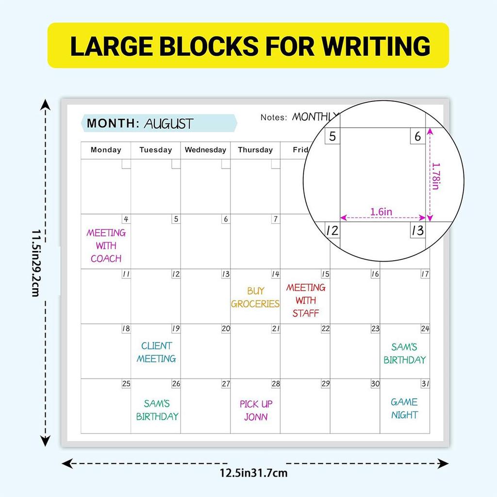 Cross-Border Erasable Yearly Calendar Planner - Undated English Work & Meeting Record