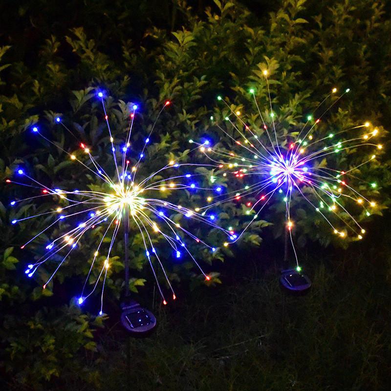 200 LED Solar Fireworks Light RGB Color Changing Outdoor Solar Lights Waterproof IP65  Decorative Garden Lighting for Yard Lawn Patio