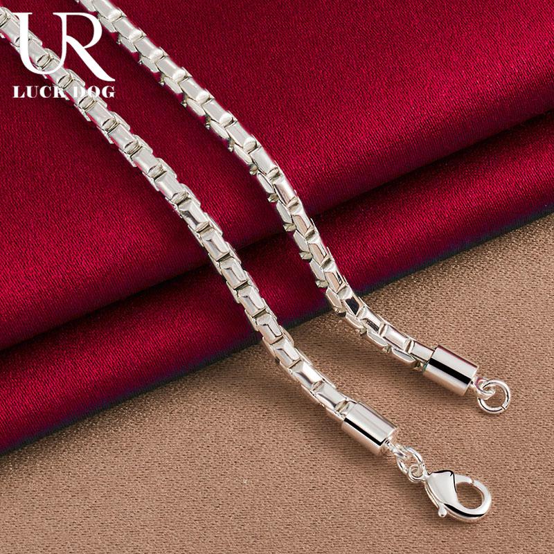 Collier pour homme et femme en argent sterling 925 avec chaîne articulée de 4 mm et 45,7 cm, bijoux de mariage à la mode