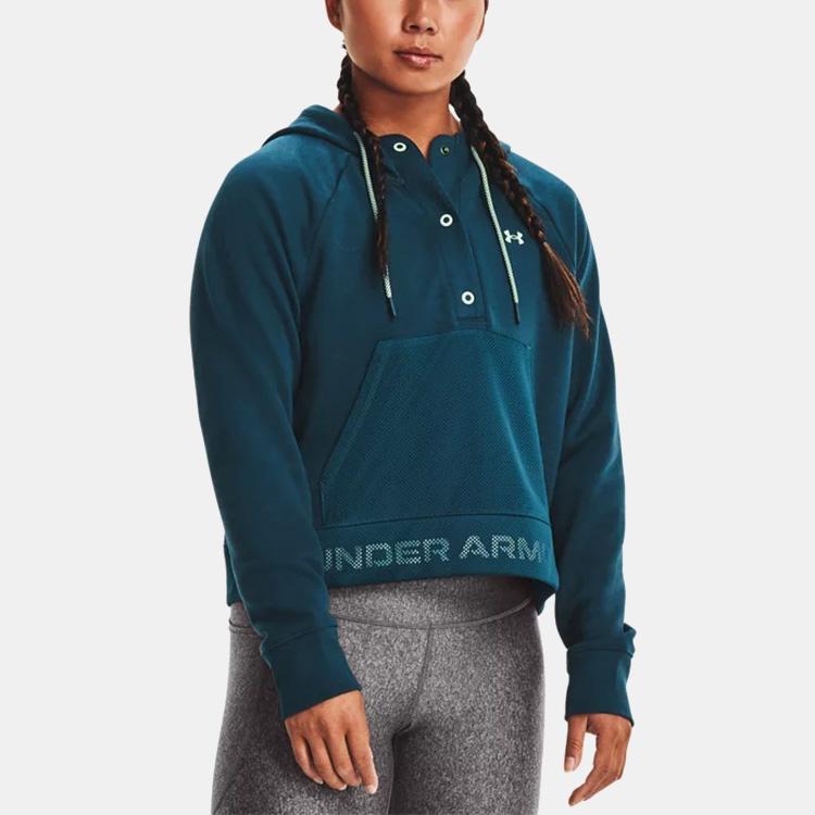 Under Armour Dámská mikina s kapucí Rival Mesh s fleecovou podšívkou Navy 1365844-413