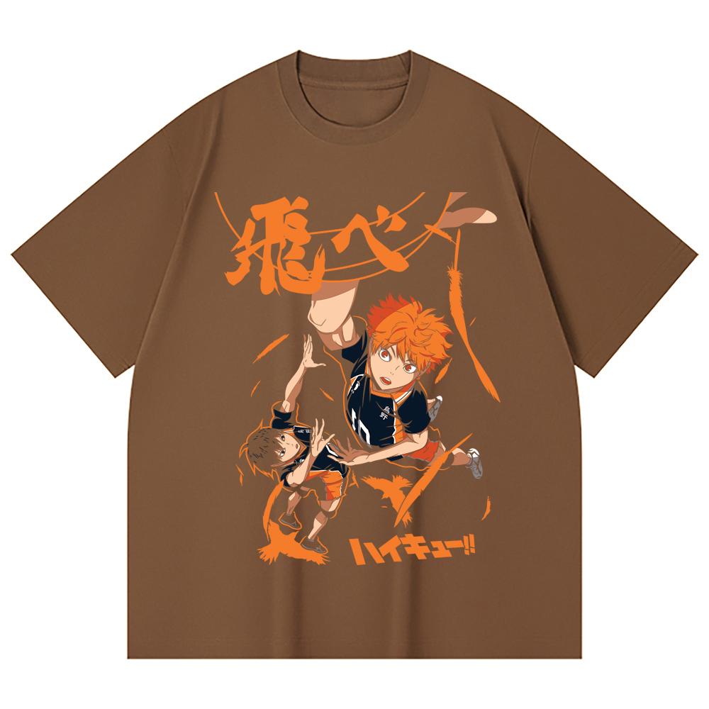 230 Gsm 100% Cotton Haikyuu V10 Hinata Tobio Print Unisex Heavy Cotton T Shirt