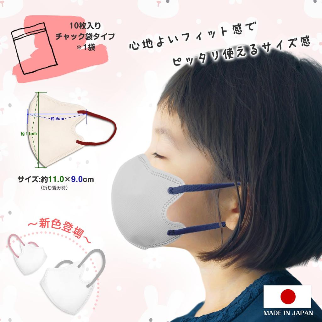 Fabric Mask for 3D Made in Japan Pink x 30 masks for [GINZA STYLE] Non-woven Children, Design, Two-tone, (Sakura Gray, children)