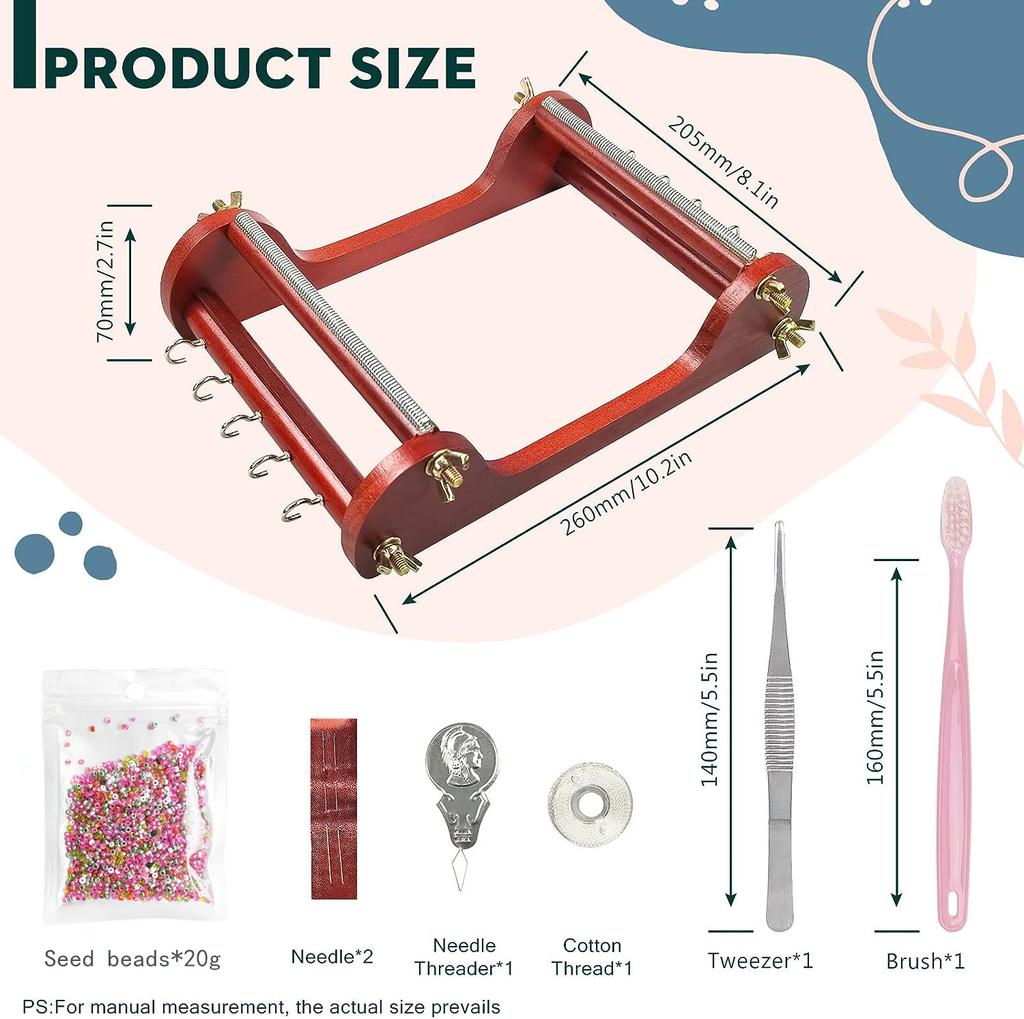 Wood Bead Weaving Tool Wood Beads Include Beads Threads Needle for Bracelets Necklaces