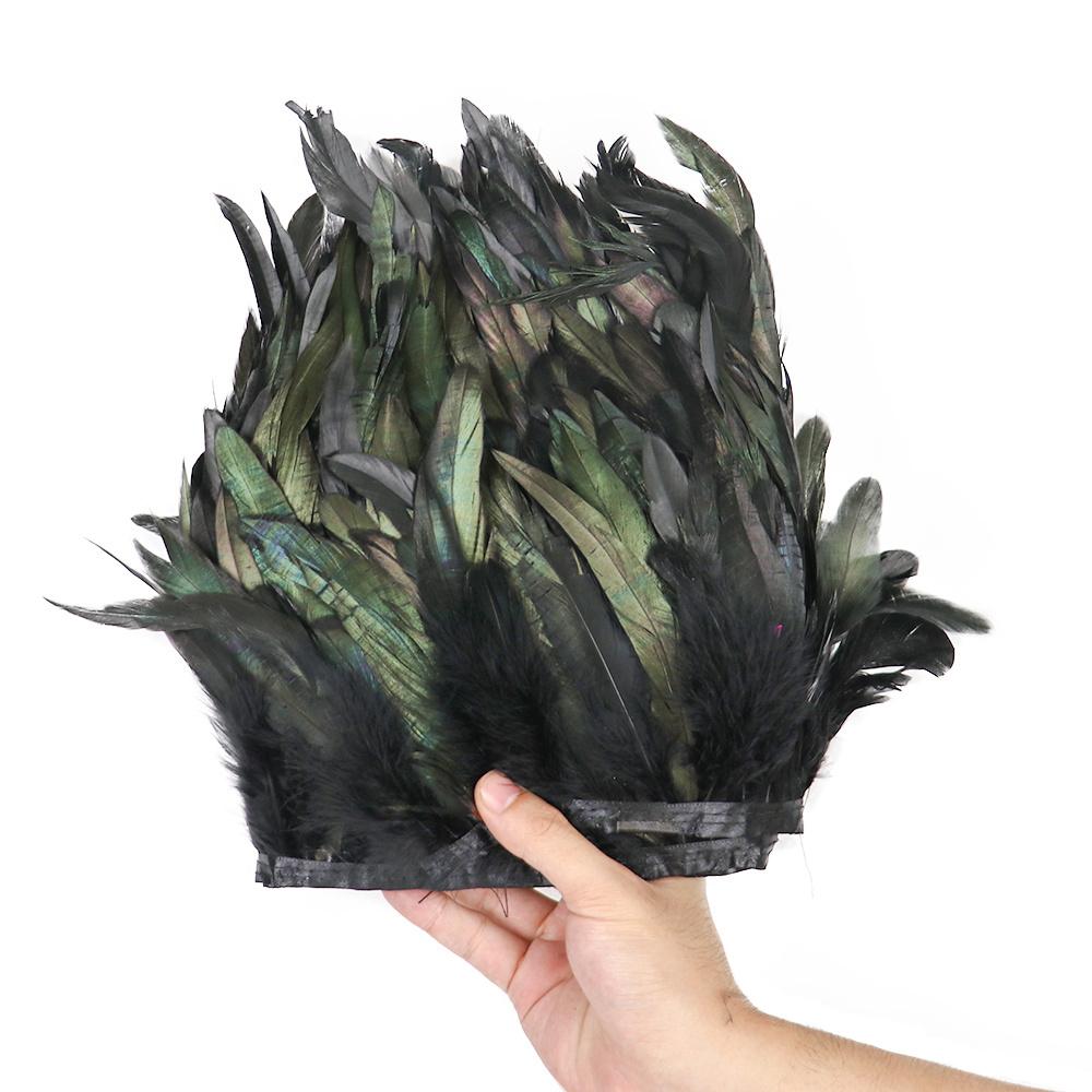 1 Meter Fluffy Natural Rooster Feather Trim Fringe Wedding Decoration Carnival Accessory Sewing Feather Ribbon 15-20 CM
