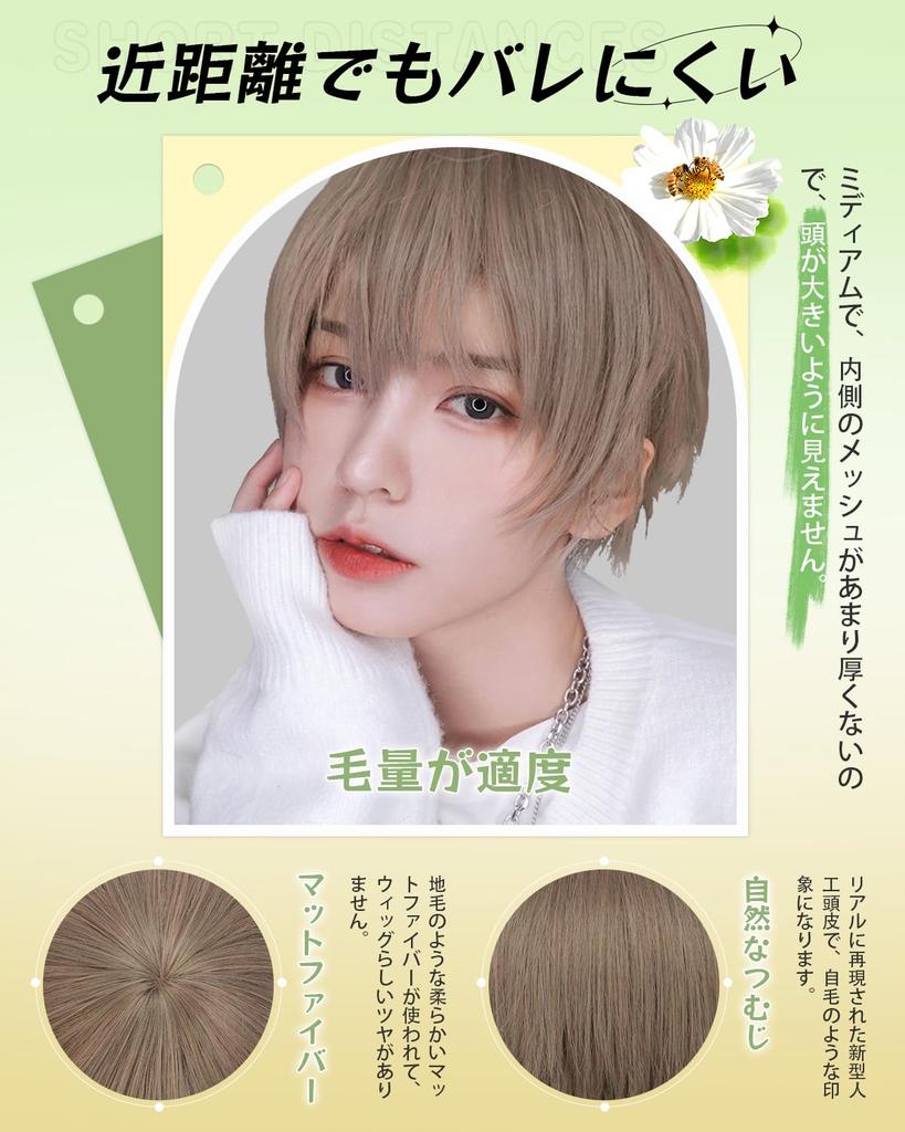 Peacoco Everyday Small Heat Flashy Net Included Men's Wig, Short, Natural, Easy, Handsome, Cosplay, Changeover, Use, Unisex, Face, Resistant, Popular,