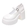 Pompe cu platformă albă de modă pentru femei cu tocuri super înalte cu curea cu cataramă pantofi Mary Jane pentru femei, gotici, cu toc gros, pantofi de petrecere pentru doamne