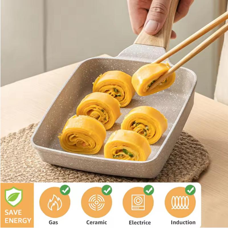Japanese Style Breakfast Cooking Cookware Square Non-Stick Egg Roll Steak Fry Pan Cooking Pans Egg Pot Frying Pan With Handle