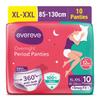 Evereve Period Panty For Girls & Women, (XL-XXL), 10 Pcs, 360 Degree Coverage, 0% Leaks, High Absorbency For Heavy Flow, Maternity Delivery Pads, P