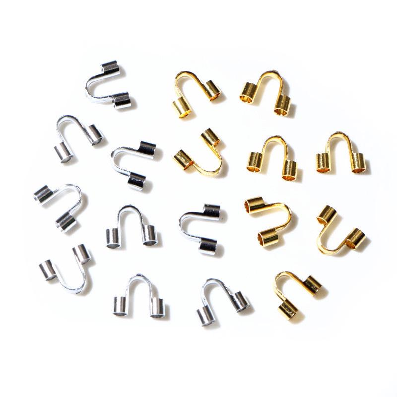 50 Pcs Stainless Steel U-Shaped Positioning Tube Caps for DIY Jewelry