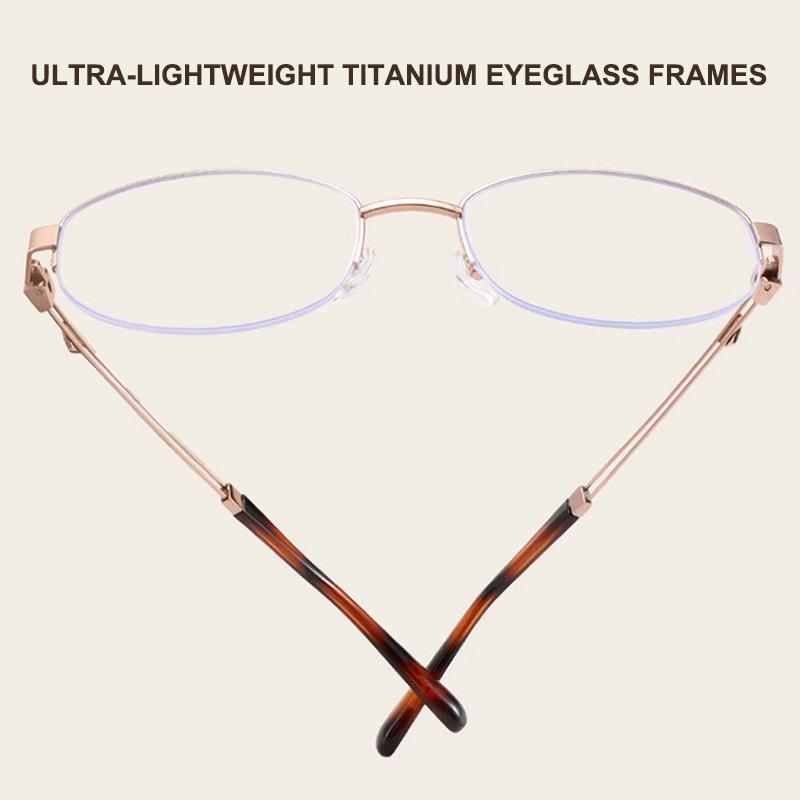 New Luxury Design Titanium Glasses Frame Elliptical Semi-Rimless Elegant Eyeglasses Retro And Fashionable Women's Eyewear