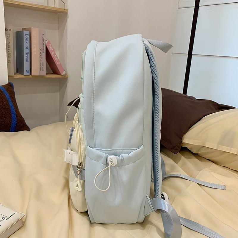 Junior High School Student Schoolbag Color Block Women's Large Capacity Backpack