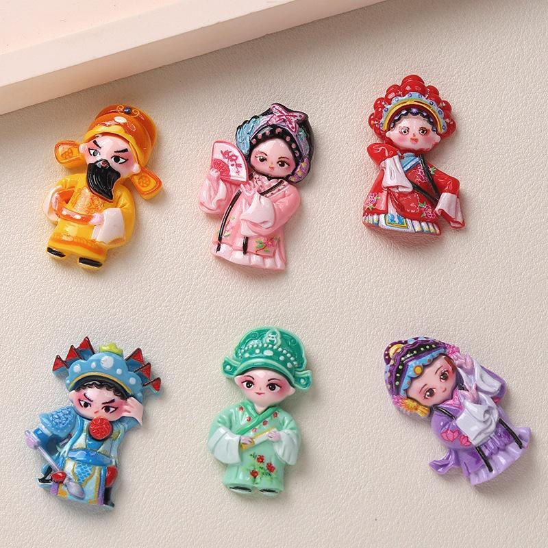 Cross-Border Cartoon DIY Resin Accessories: Opera Character Hair Clips & Phone Case Ornaments.