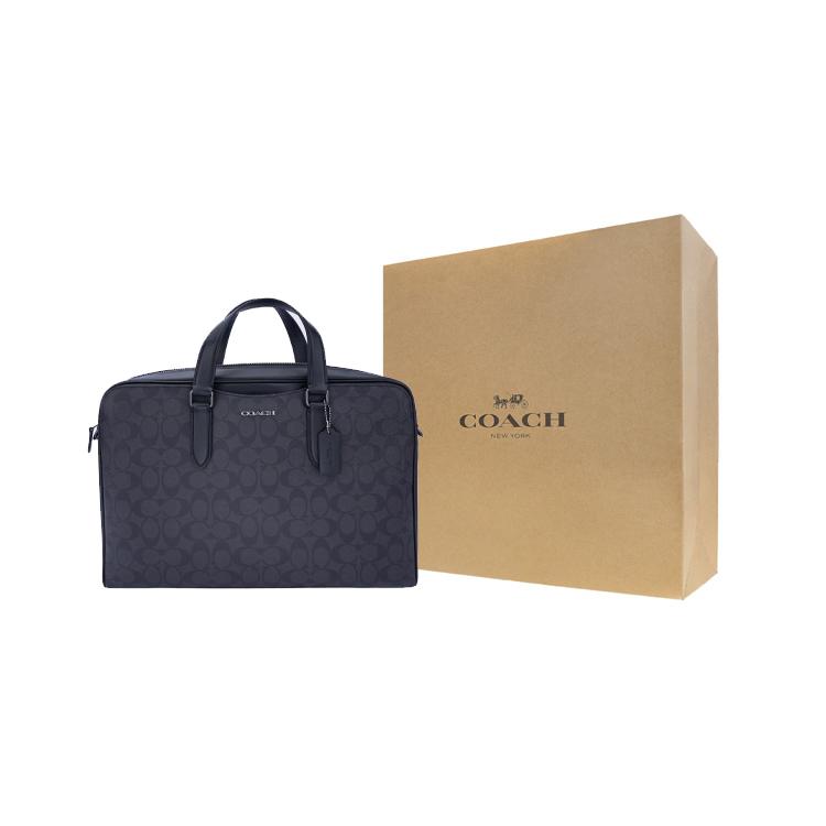 New COACH Graham Calfskin Portable One Shoulder Crossbody Briefcases Large Size Men's Black C8175-QBN3A