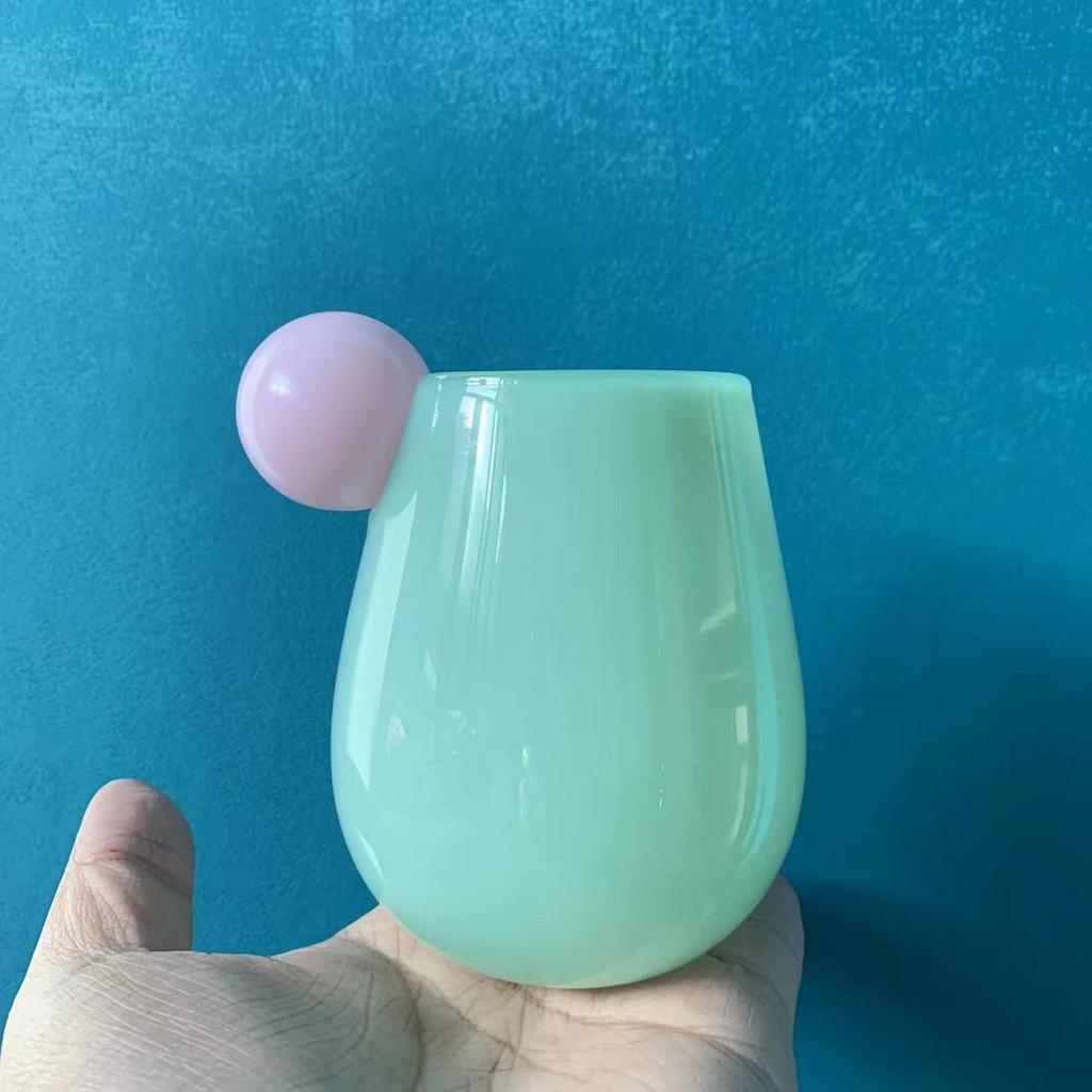 Cute Candy Colored Glass Cup, Creative Small Ball Milk Juice Cups, Women's Colorful Bubble Ball Cup, Heat-resistant Coffee Mug