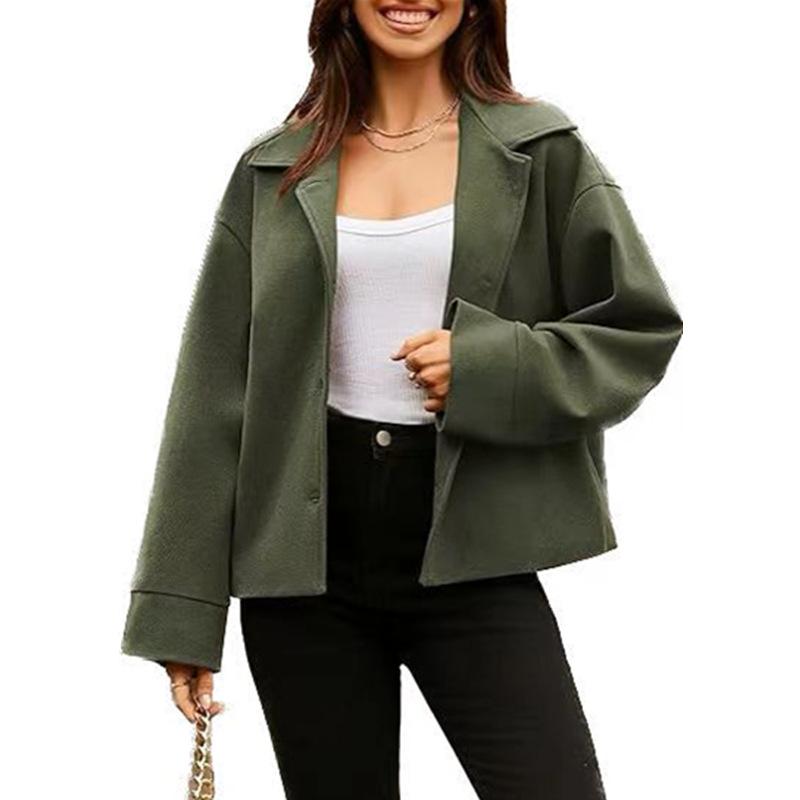 Women's Casual Professional Buttoned Long Sleeve Short Suit Jacket