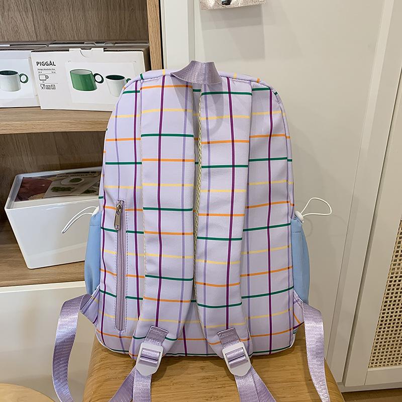 School bag school bag Korean ins plaid high school high value backpack