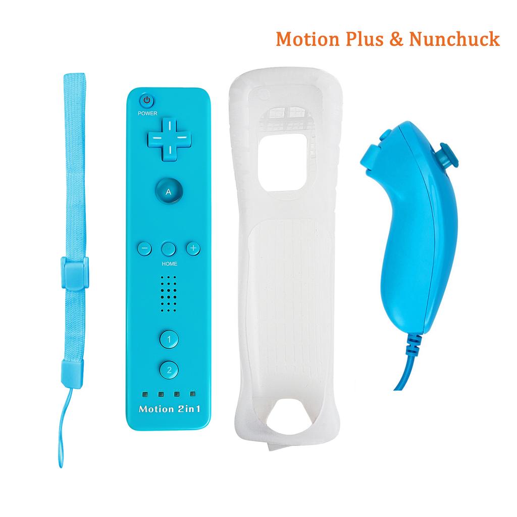 2 In 1 Wireless Gamepad for Nintendo Wii/Wii Game Remote Controller Joystick Joypad Nunchuck Hand Curved Game Handle Accessories