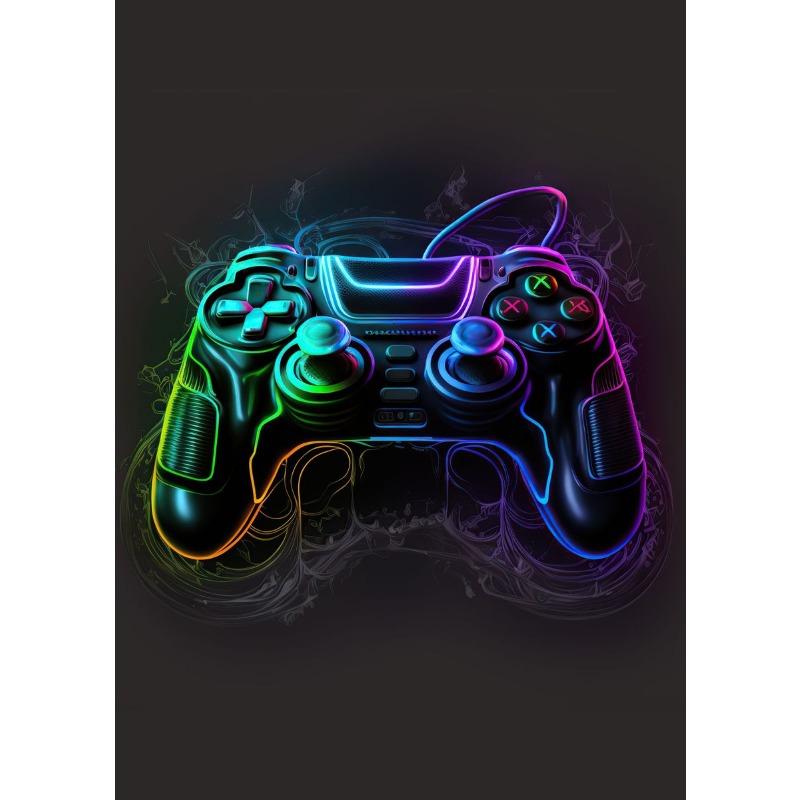 

Крутая игровая настенная живопись на холсте, красочный игровой контроллер, неоновый поп-постер и принт, декор комнаты для киберспорта, подарок, без подсветки 21cm×30cm NoFrame