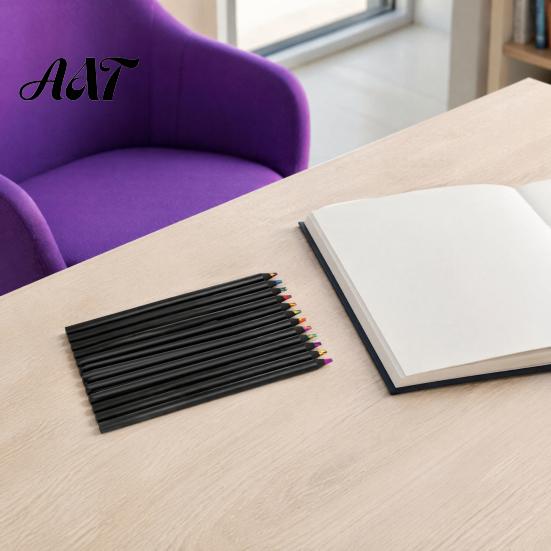 Pencils for Toddlers 12PCS Rainbow Colored Pencils, with Black Wood Barrel And Durable Lead Core, Art Training Sketching Kids Supplies Classroom