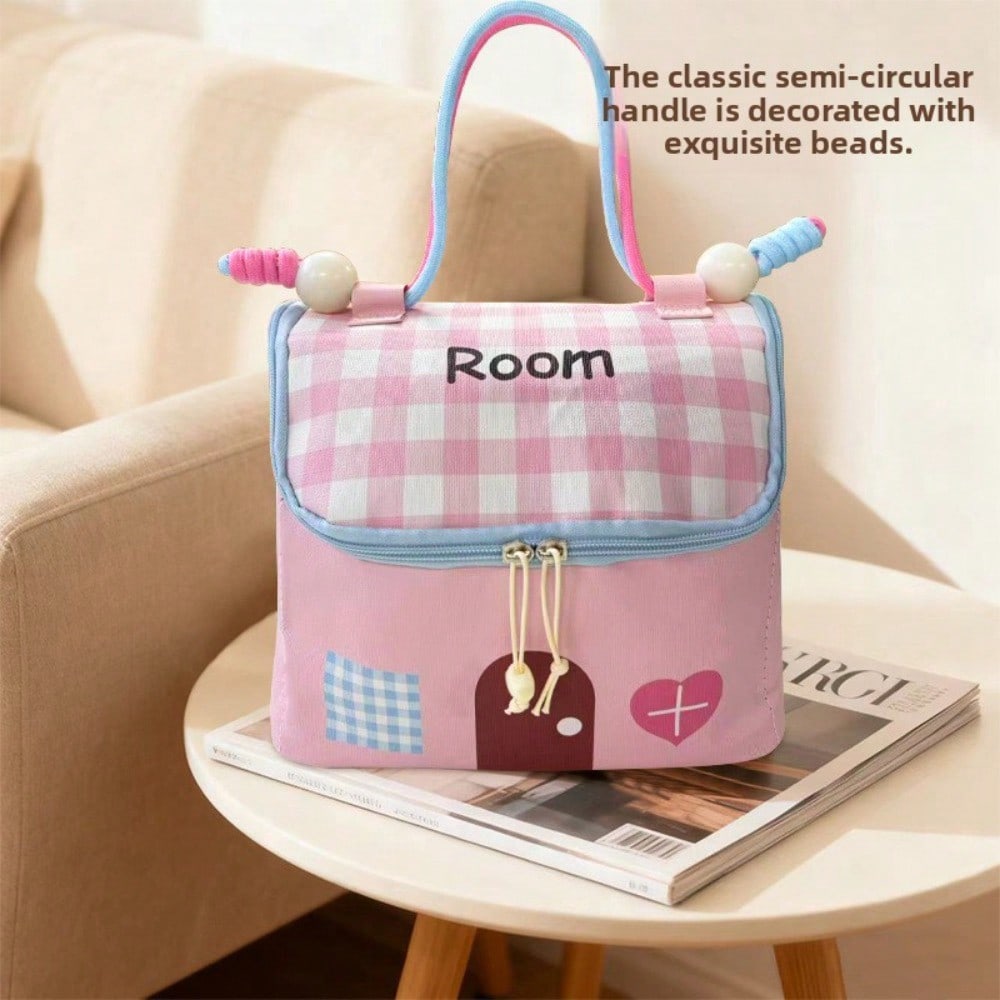 Small house cosmetic bag travel waterproof portable cosmetics storage bag fashionable cute portable partition toilet bag