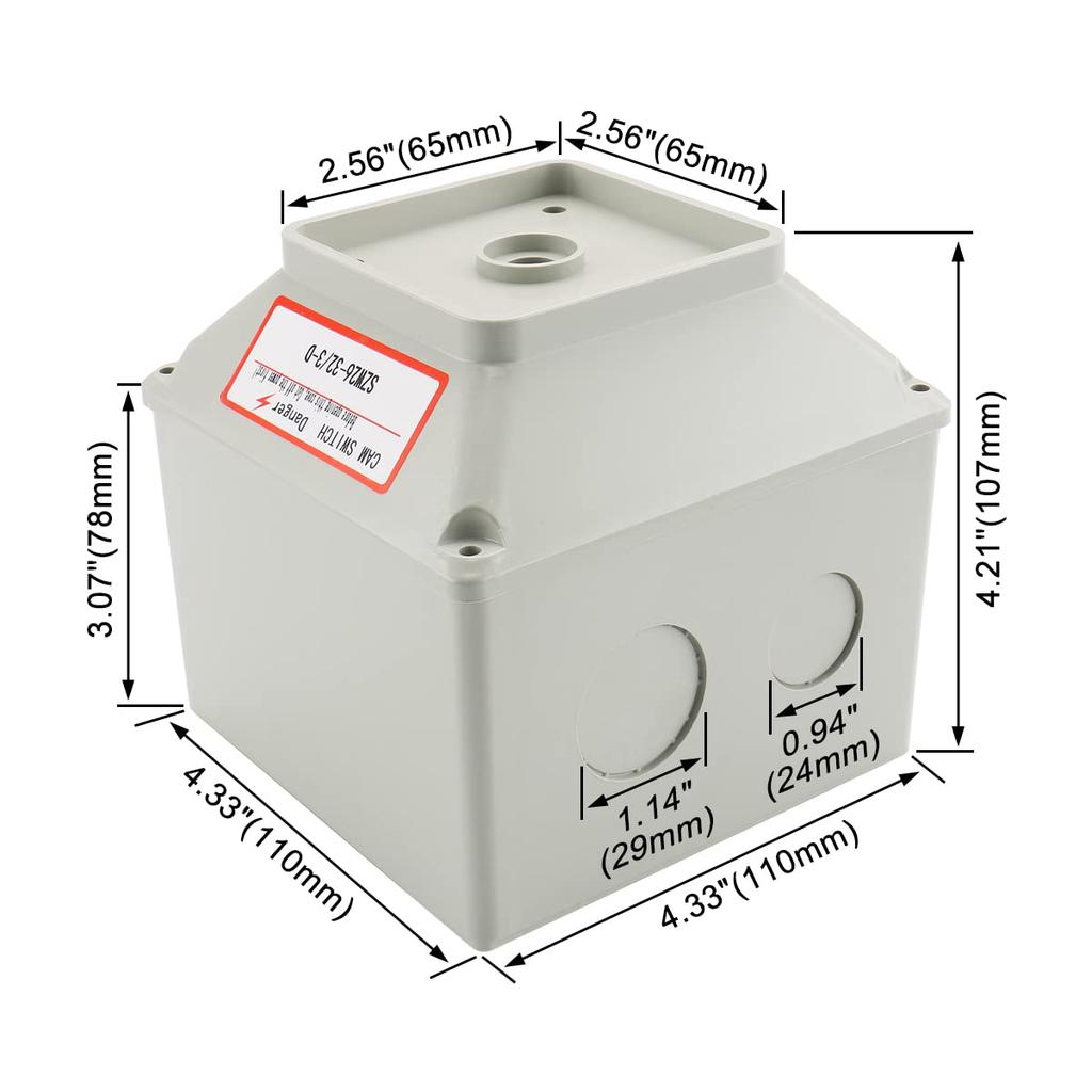 Baomain Master Switch Exterior Enclosure Work for 40 Amp Rotary Cam Switch LW28-32/3 660V 32A 3 Position 3 Phase