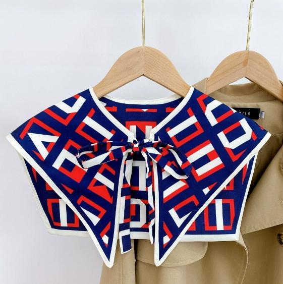 New Design Floral Shawl Fake Collar Women Detachable Collars Big Lapel False Collar Shoulder Wrap Scarf Clothing Accessories