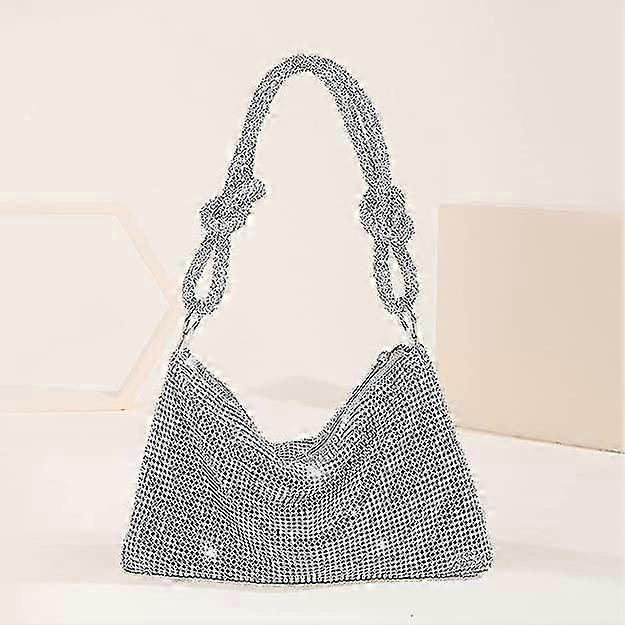 Rhinestone Crossbody Bag For Women Silver Clutch Bag Evening Handbag Purse Sparkly Rhinestone Purses Diamante Clutch Bag For Party Bridal Night Bagrhi