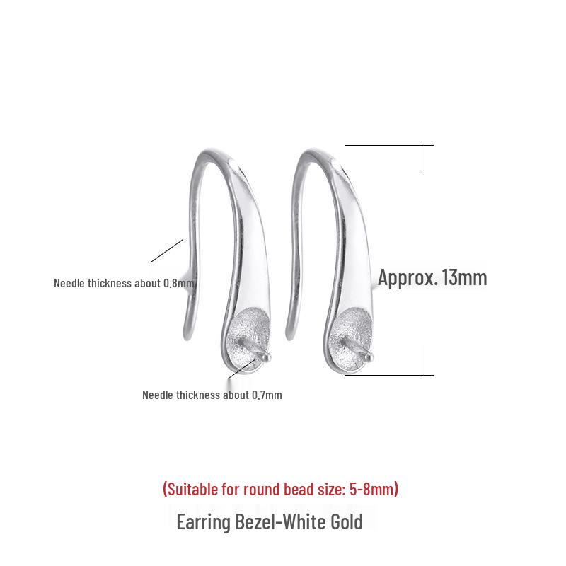 

Крючки для серег из стерлингового серебра S925 для DIY инкрустации бирюзой и янтарными бусинами (6-10mm) 925 silver