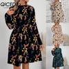 Women's Fashion Autumn Winter Long Sleeve O-Neck Casual Dresses