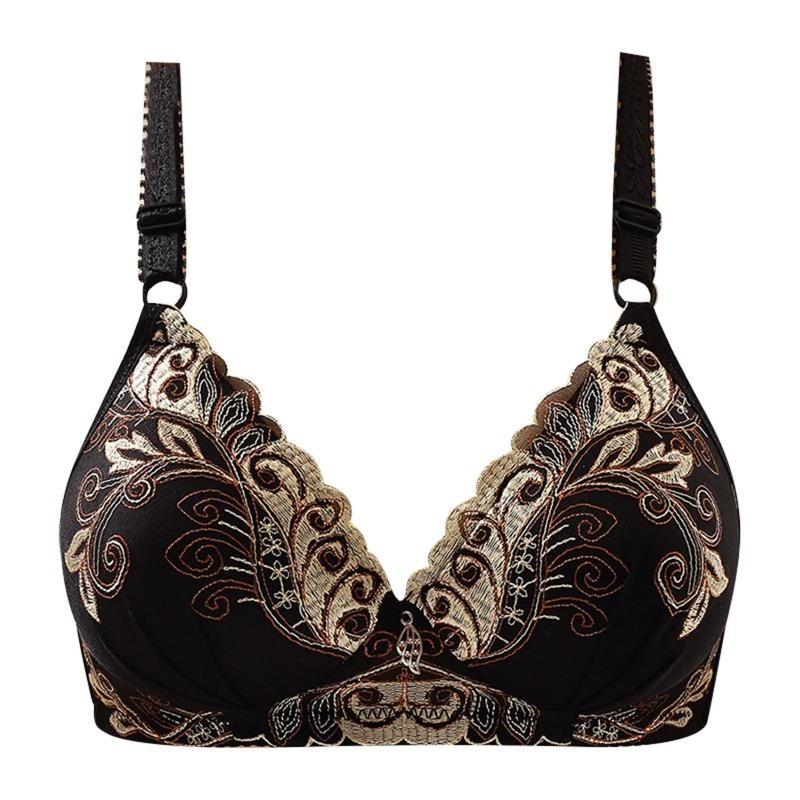 Women's Beautifully Embroidered Floral Bra Push Up Pair Breast Support Comfort Bra Thin Brasieres Sexy