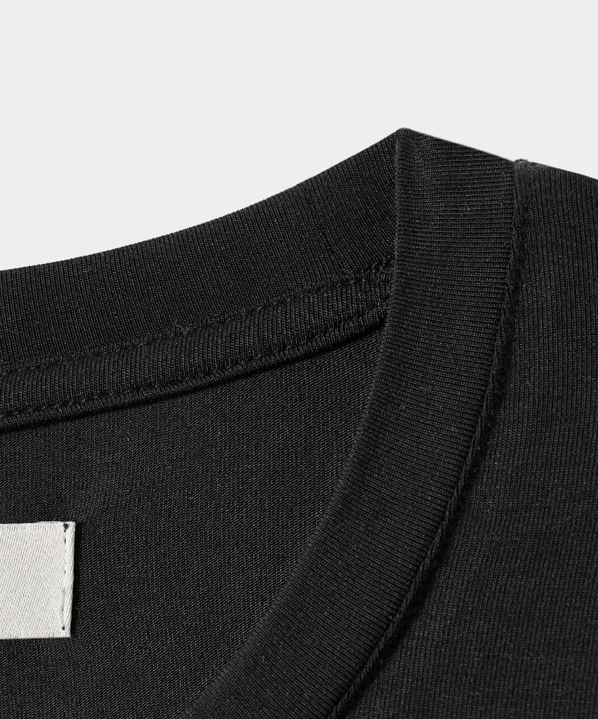 Yujen Button Slit Layered Long Sleeve T-Shirt_Black & Charcoal