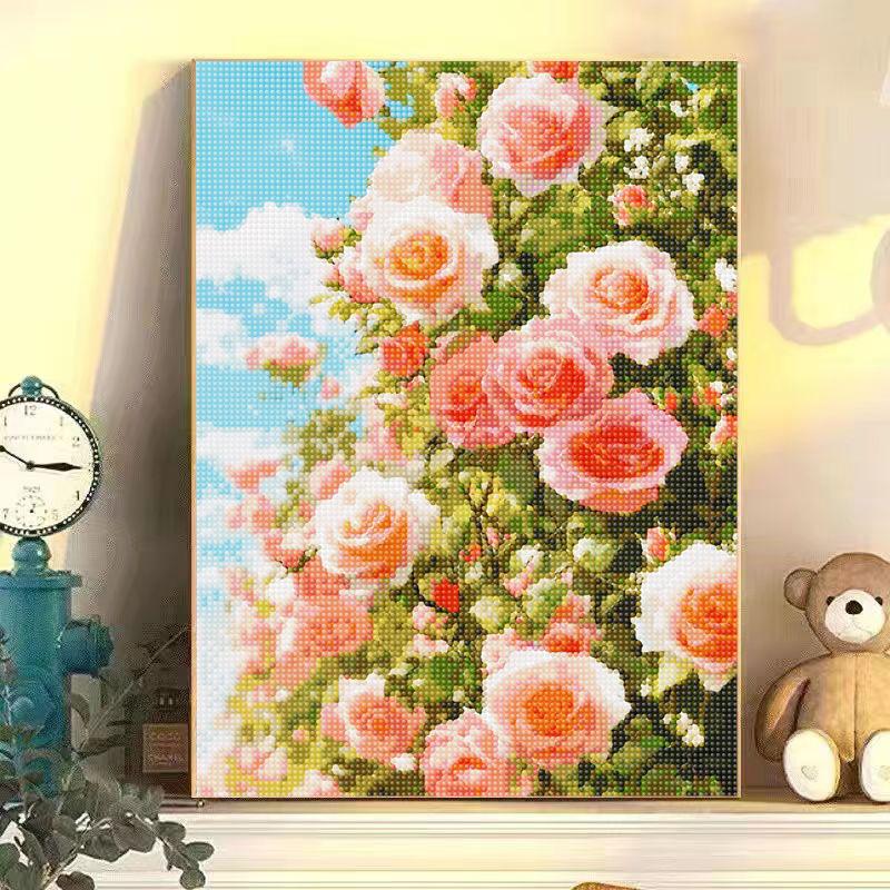 Diamond Sticker Full of Diamonds Nordic Ins Wind Healing Strap Frame Living Room Flower Handmade DIY Material Package