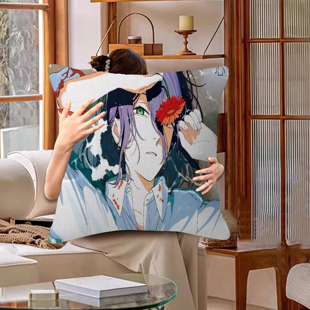 Chainsaw Man The Movie Reze Arc Pillow Covers Cartoon Sofa Decorative Home Double-sided Printing Short Plush Cute Cushion Cover